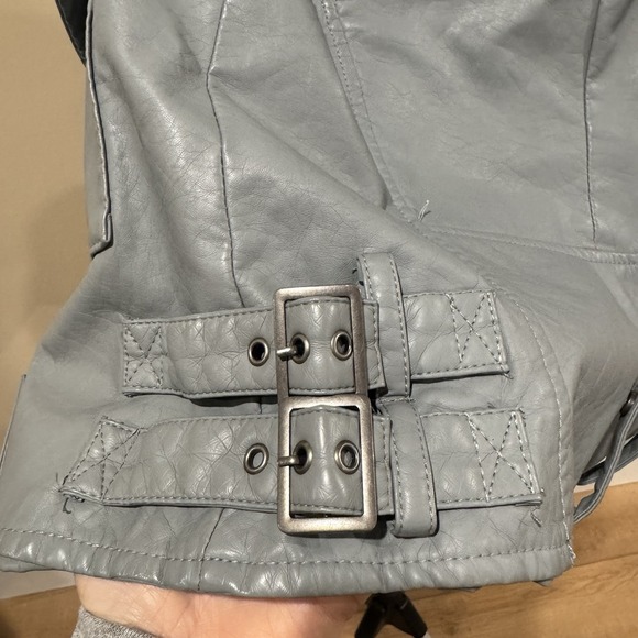 Vtg 90s Y2K Gray Moto Vest Biker Utility Minimalist Soft Grunge Women's Large - Picture 6 of 11